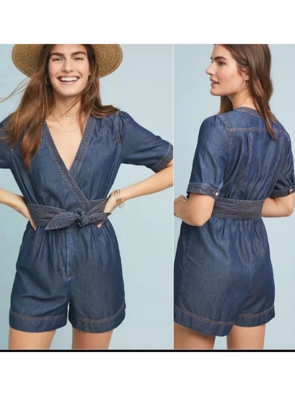 Anthropologie Pilcro and the Letterpress Denim Romper Size 10 NWT